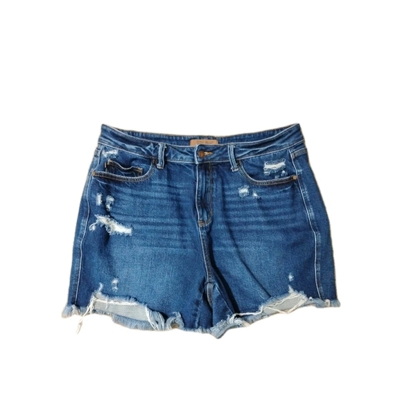 Judy Blue Shorts Women's Blue Jean Denim Rigid Front Stretch Plus Size 2X - Picture 5 of 8